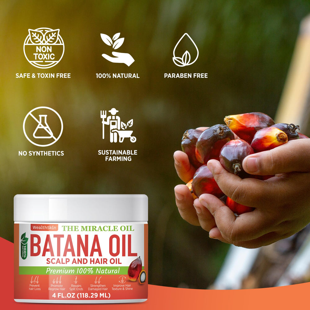 Wealthskin Batana Oil damaged hair showcase restoring strength and texture.