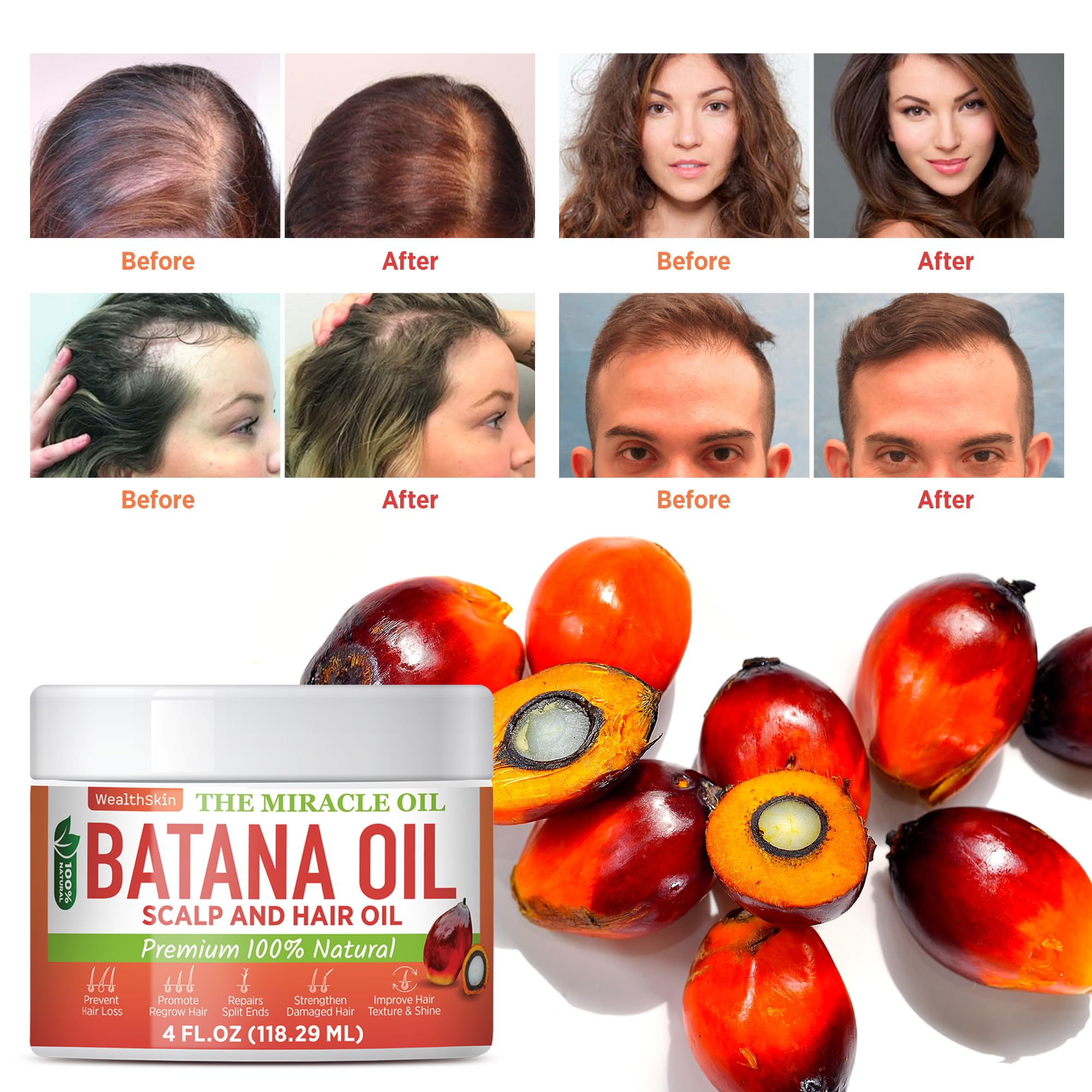 Wealthskin Batana Oil hair mask demonstrates deep conditioning for damaged ends.
