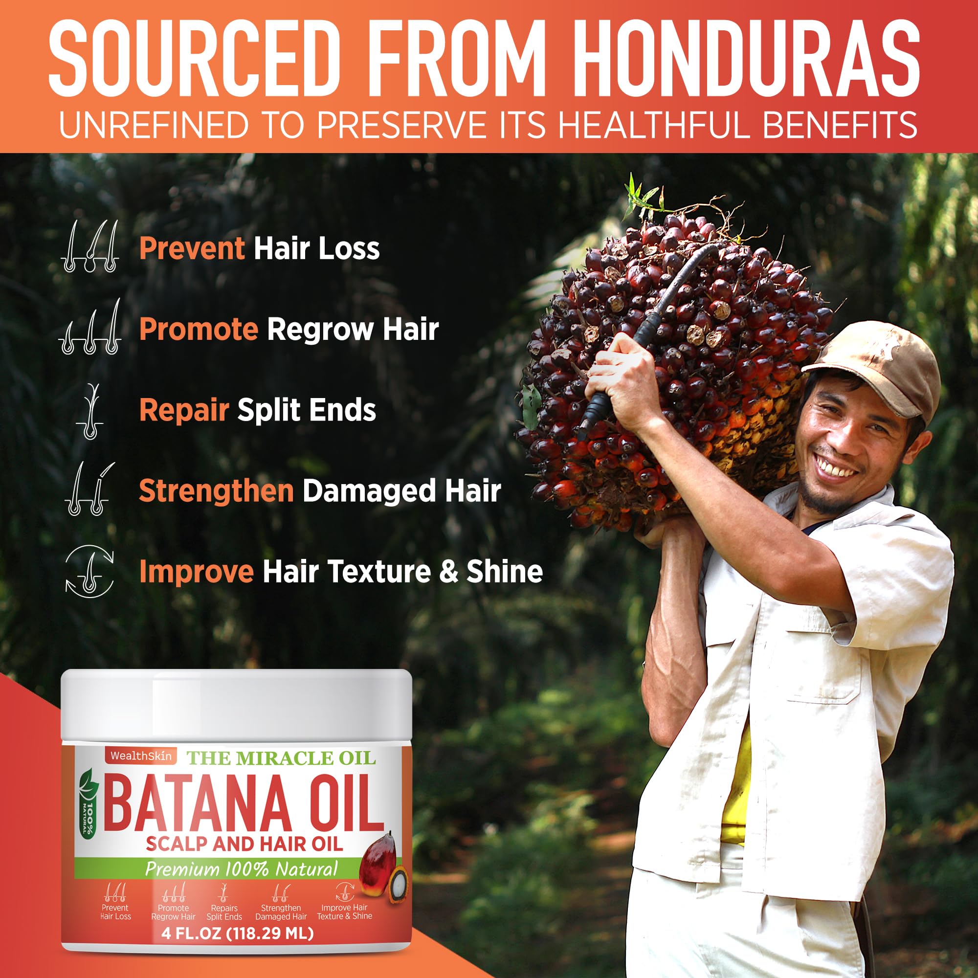 Wealthskin Batana Oil split ends treatment highlighting hair breakage repair.
