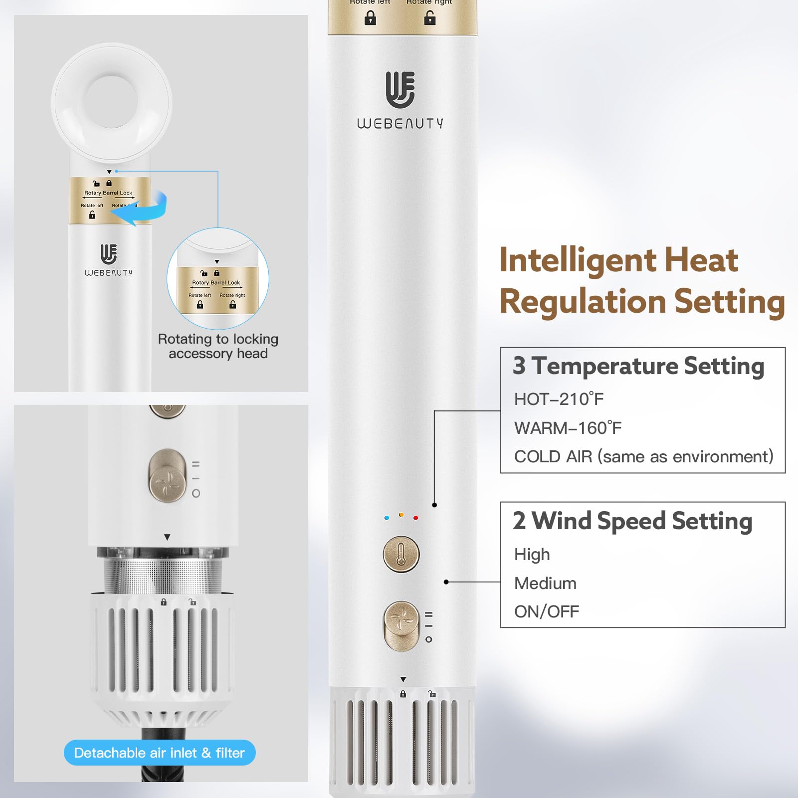 webeauty 5 in 1 hot air brush quiet operation for daily use