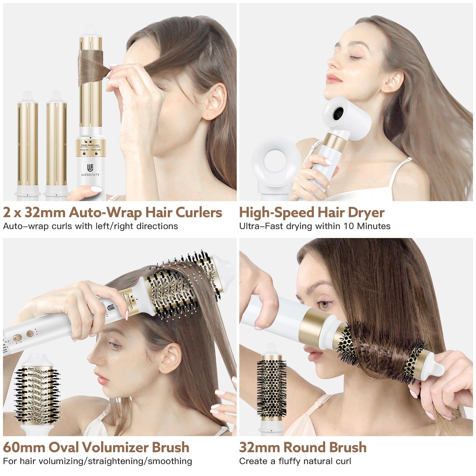 webeauty 5 in 1 hot air brush straightener plate for smooth styling