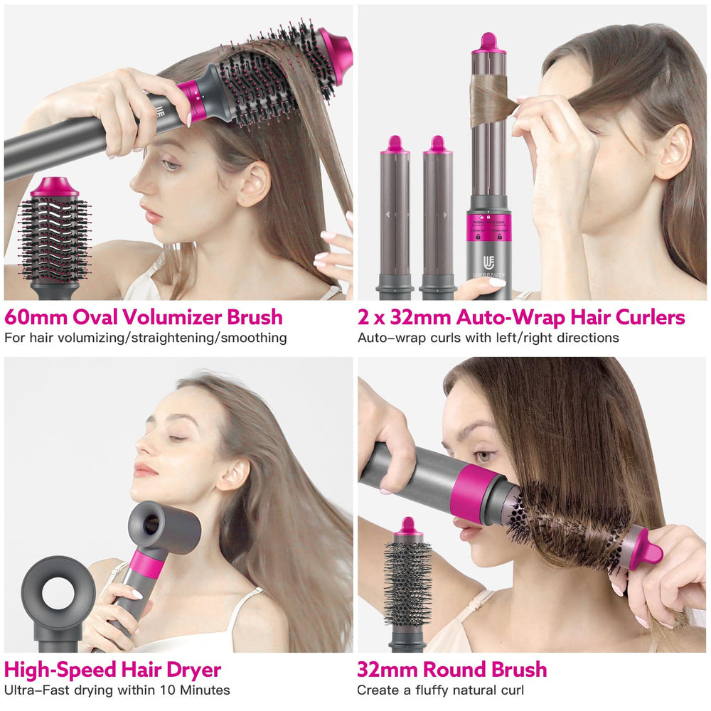 WeBeauty 5in1 hot air brush red ceramic coating close-up reduces heat damage.