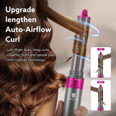 WeBeauty 5in1 hot air brush red curling attachment creates soft, lasting curls.