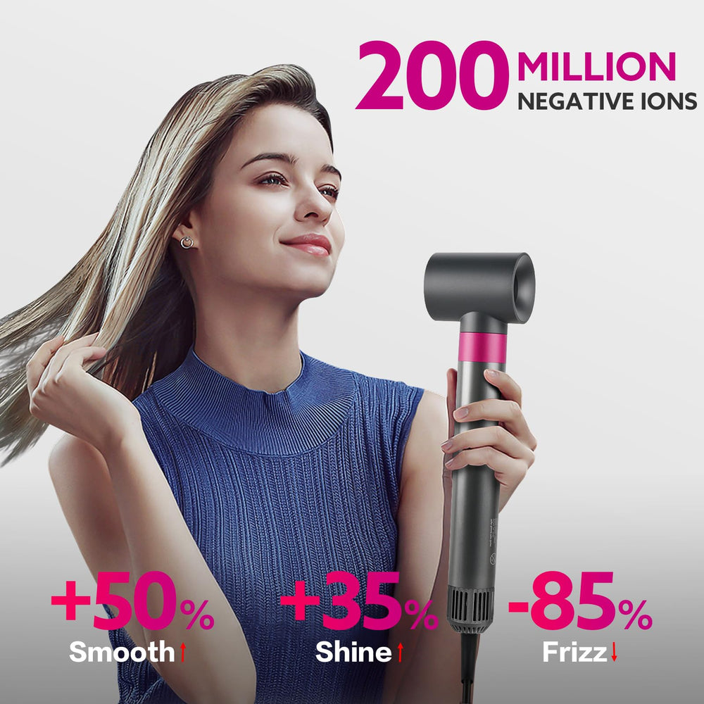 WeBeauty 5in1 hot air brush red in-use drying demonstrates quick, even hair drying.