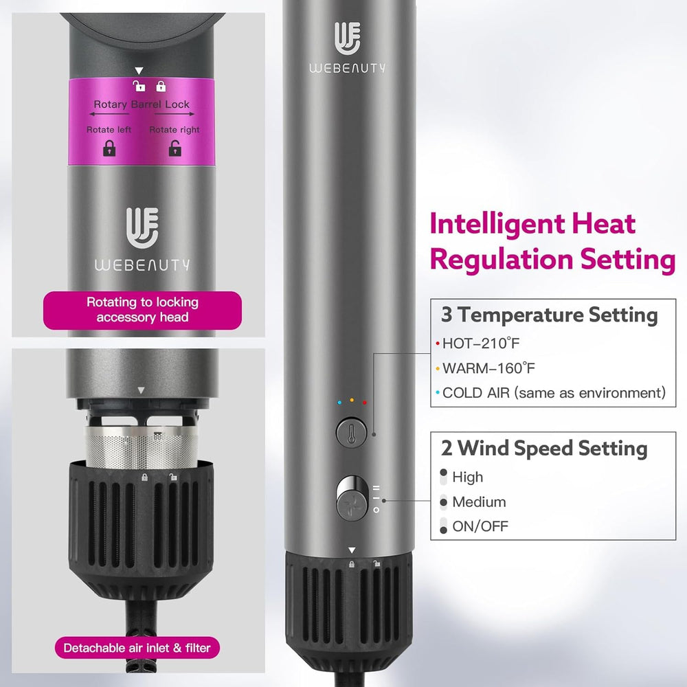 WeBeauty 5in1 hot air brush red travel case enables on-the-go styling.