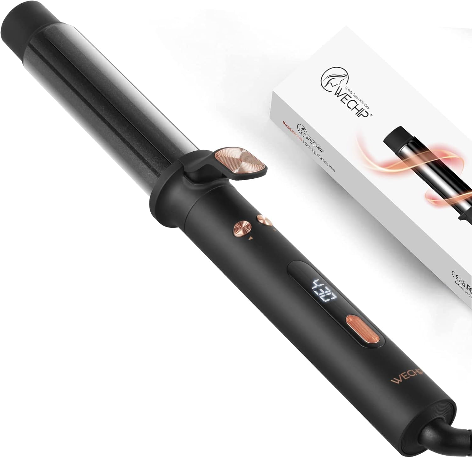WeBeauty automatic rotating curling iron with 360° rotation for quick, uniform curls.
