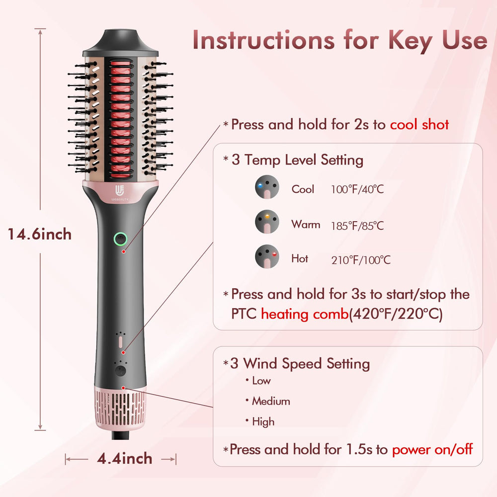 WeBeauty aluminum barrel design provides durable, even heat during styling.