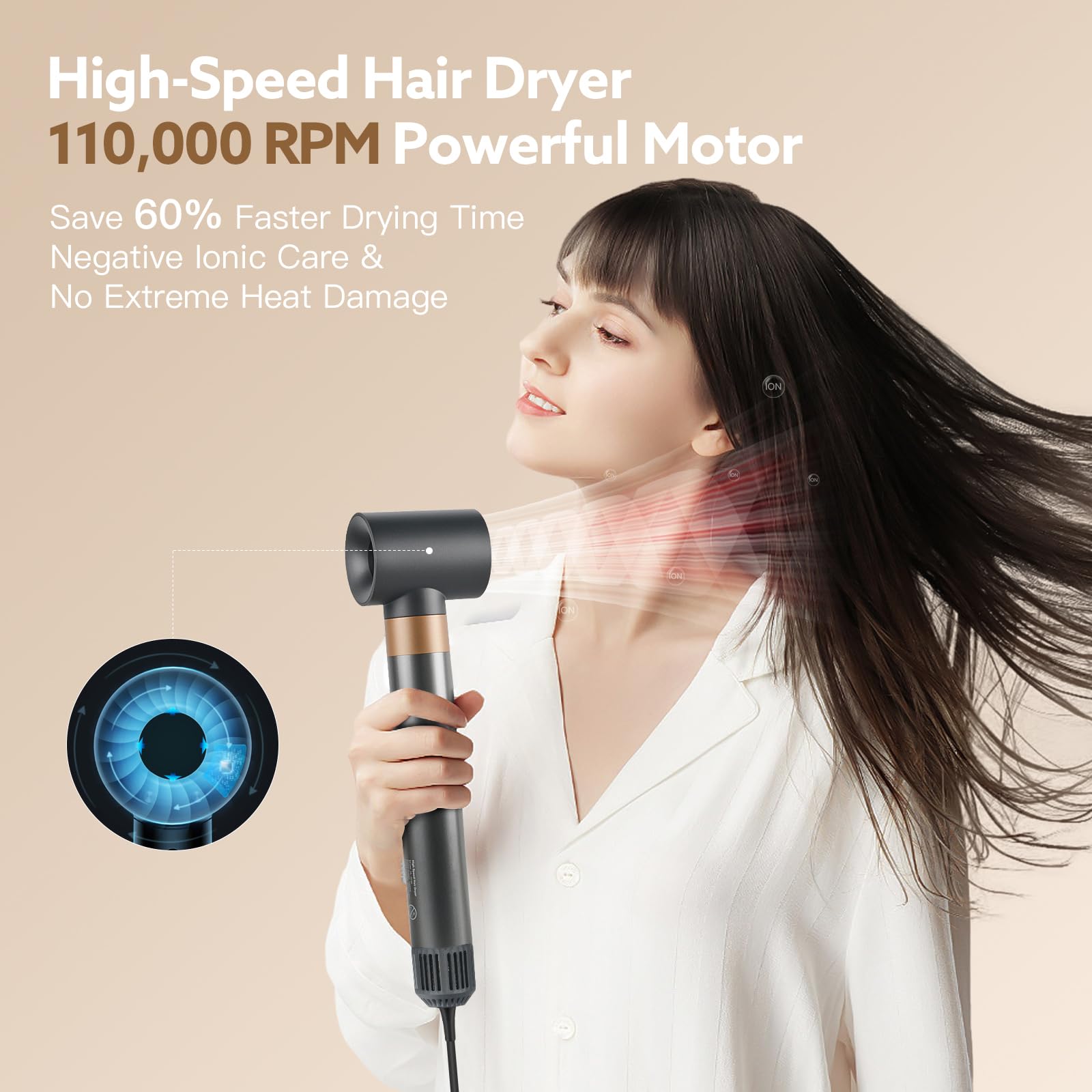 Webeauty Coanda air curl system delivers smooth curls with natural volume.