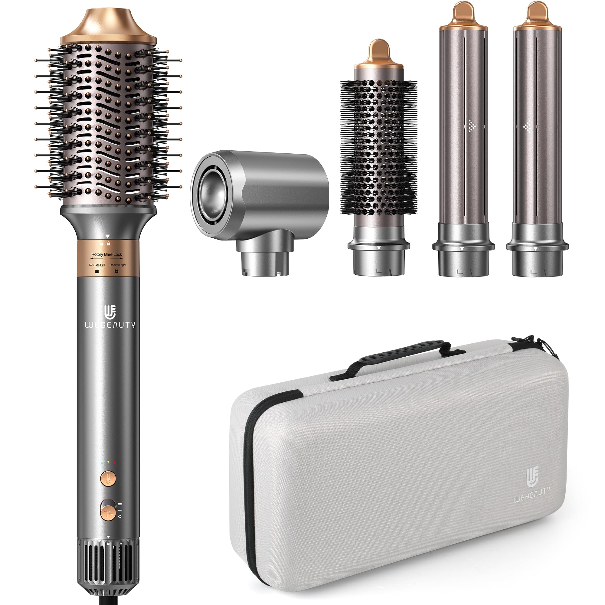 Webeauty hair dryer brush 5in1 styler with attachments enables quick, salon-like styling.