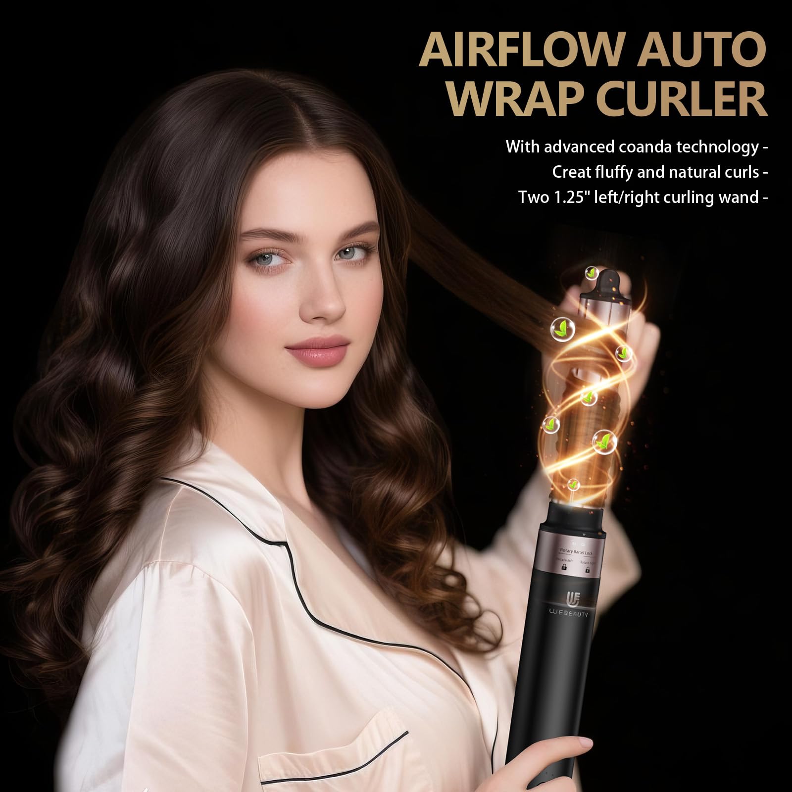WeBeauty hair dryer brush air styler gold auto air curler creates natural-looking curls
