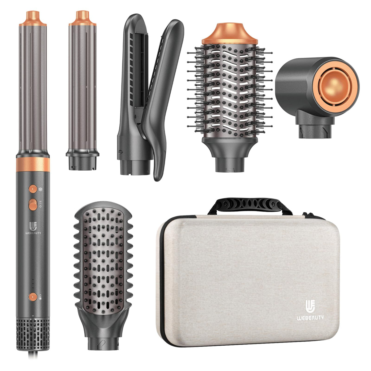 Webeauty Hair Dryer Brush Air Styler motor delivers fast drying with salon shine.