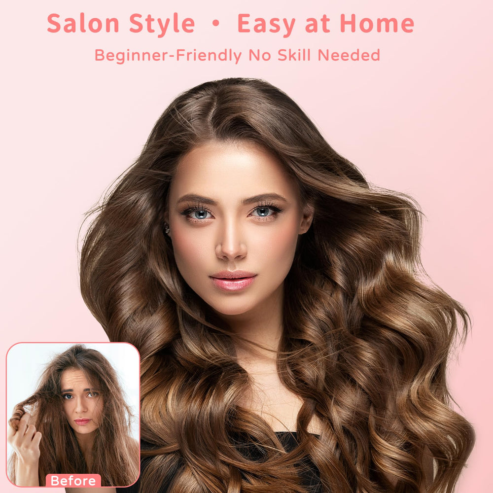 WeBeauty Hair Dryer Brush cool shot feature close-up in pink for long-lasting hold.