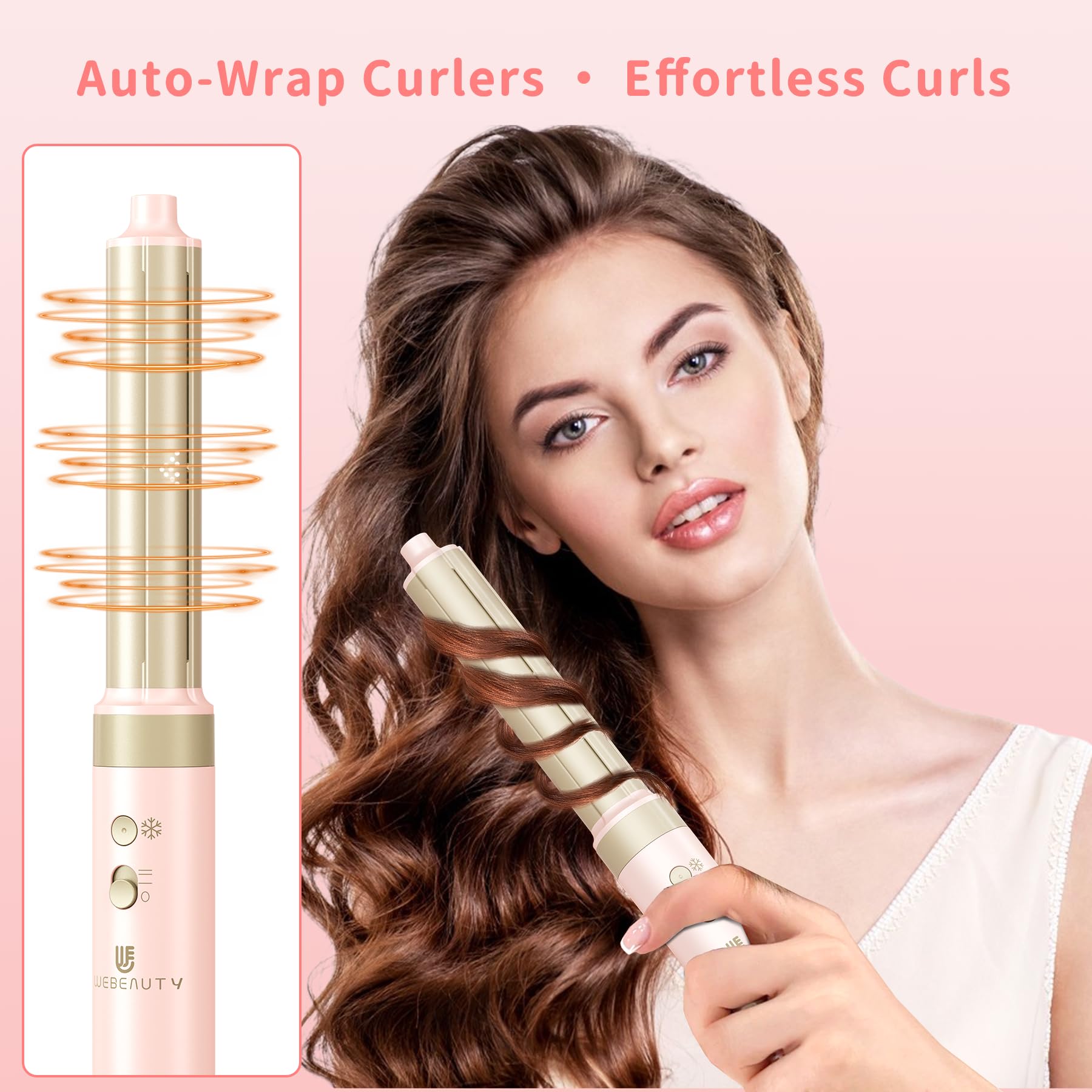 WeBeauty Hair Dryer Brush ionic ceramic barrel in pink for frizz control and shine.