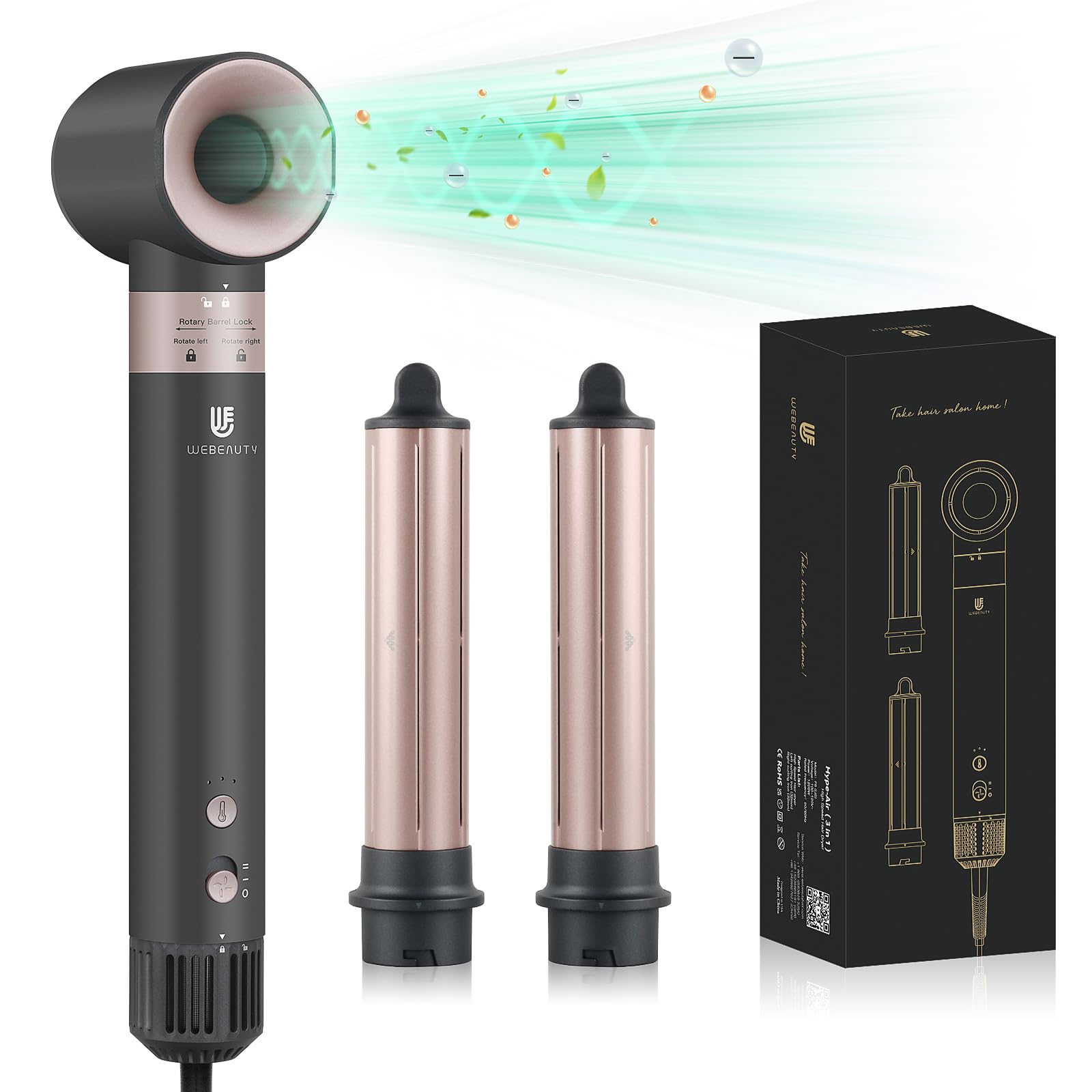 WeBeauty hair dryer hot air styler shows fast drying with lightweight handling