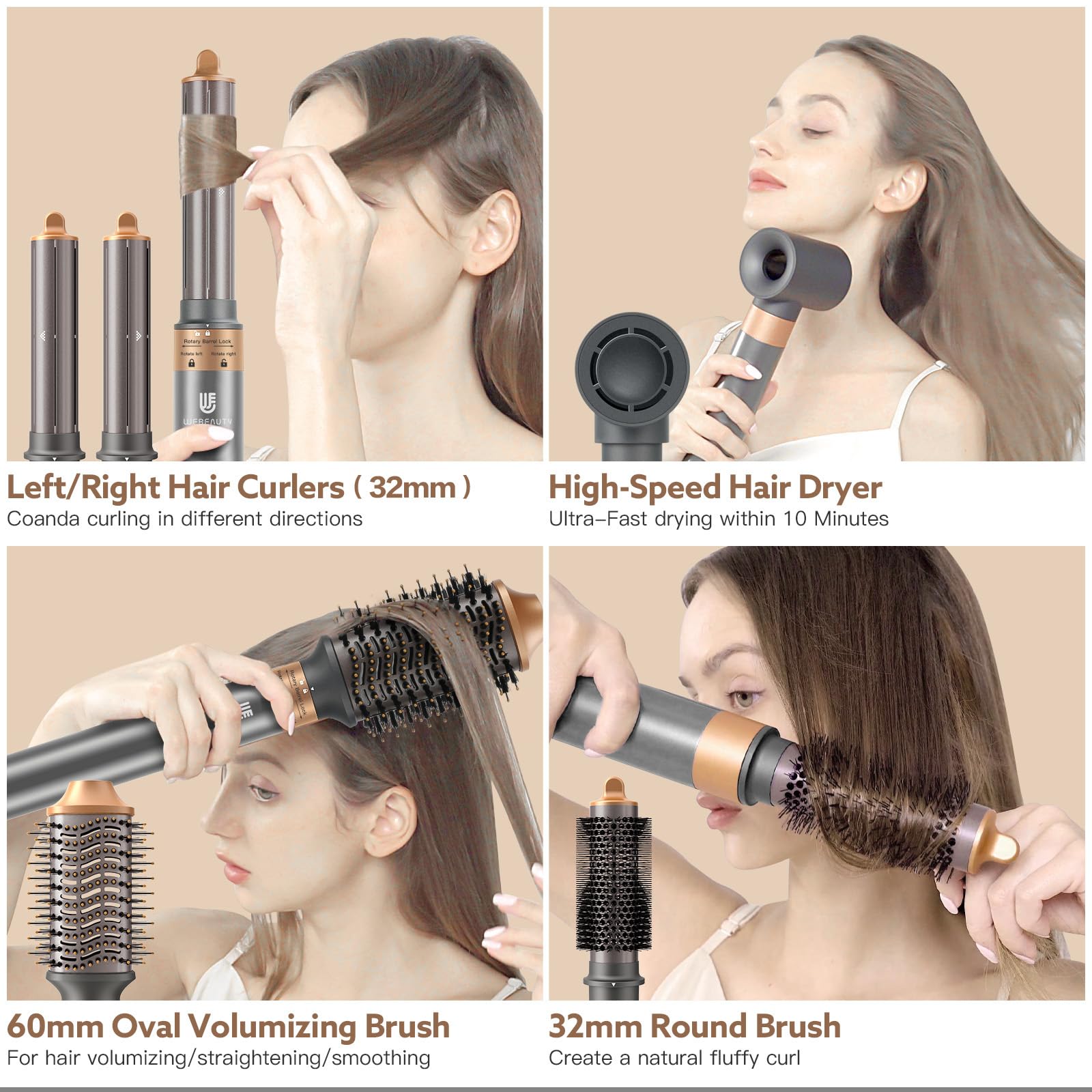 Webeauty 110000rpm high-speed motor for ultra-fast drying with controlled heat.