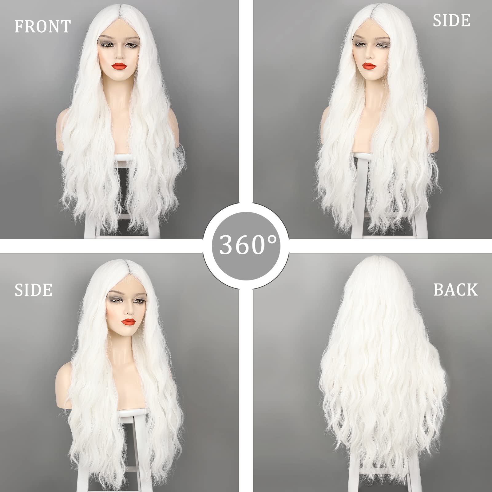 WECAN middle-part long wig 28in closeup showing realistic texture.