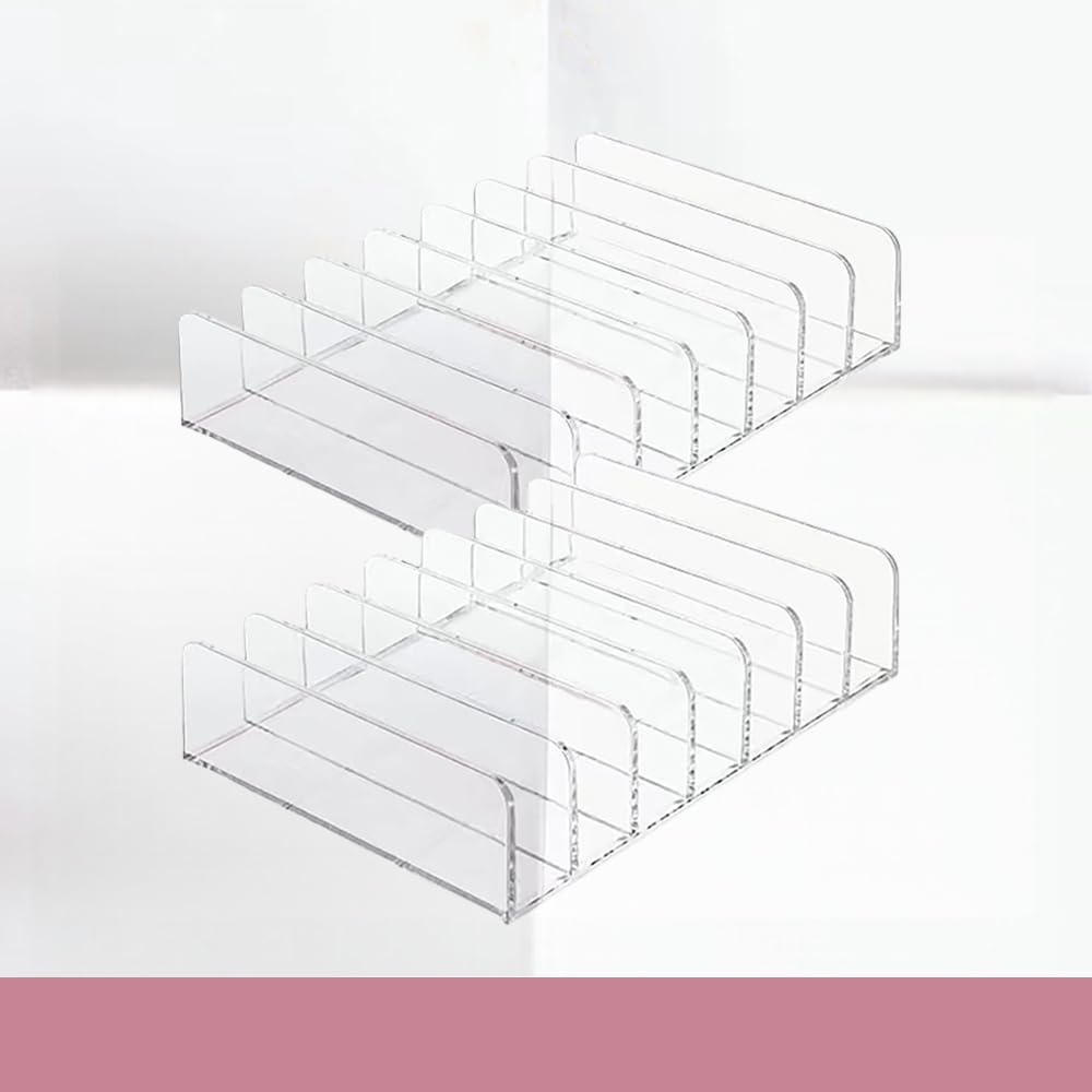 WECHENG acrylic makeup storage two-pack on countertop keeps cosmetics organized and visible