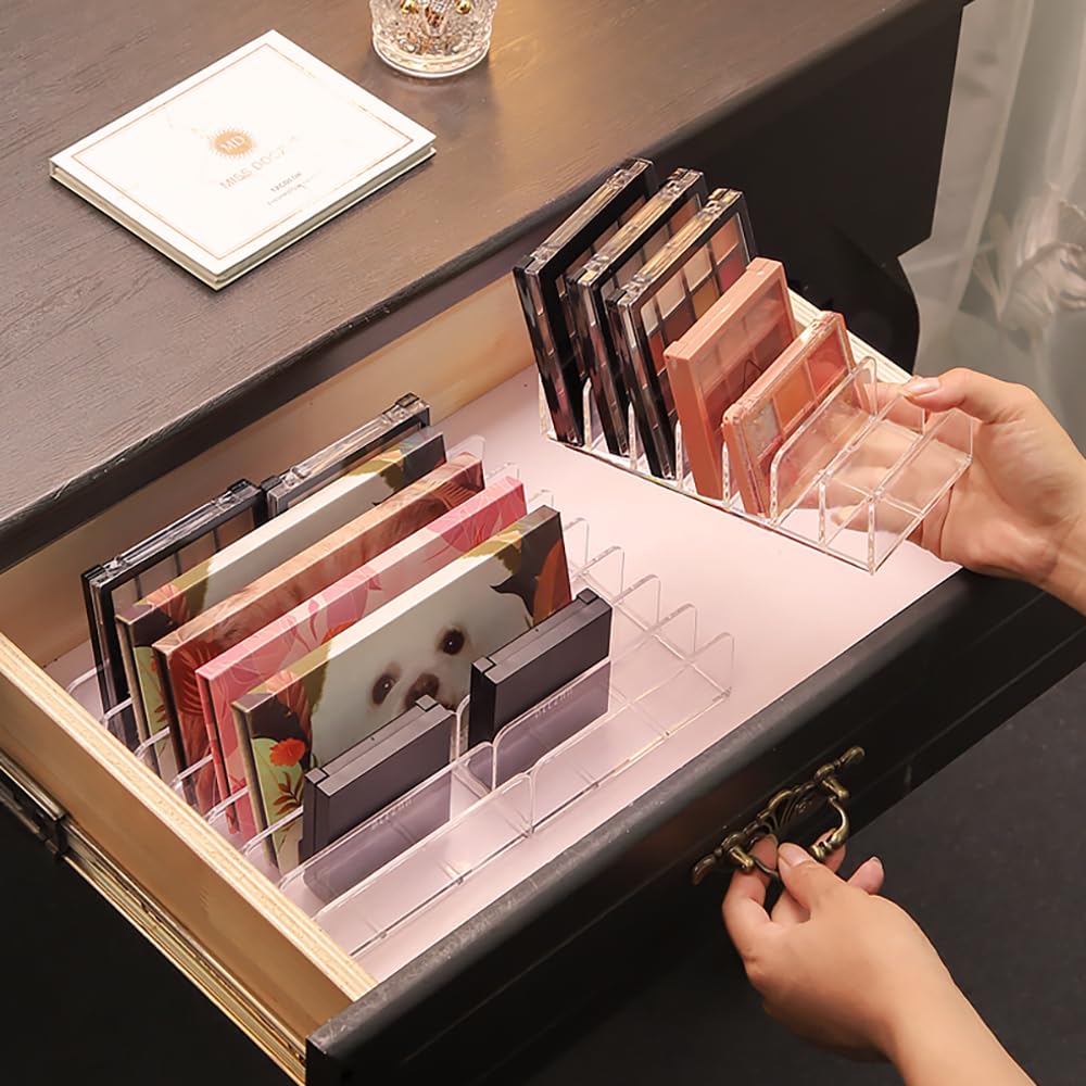 WECHENG makeup drawer organizer laid flat inside a drawer for easy access