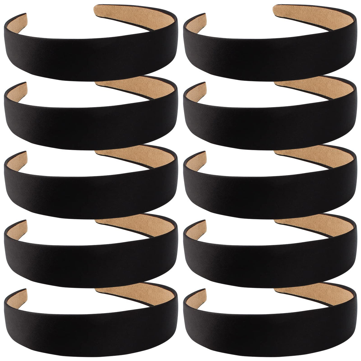 Wecoe black satin wide headband close-up with non-slip grip for all-day wear