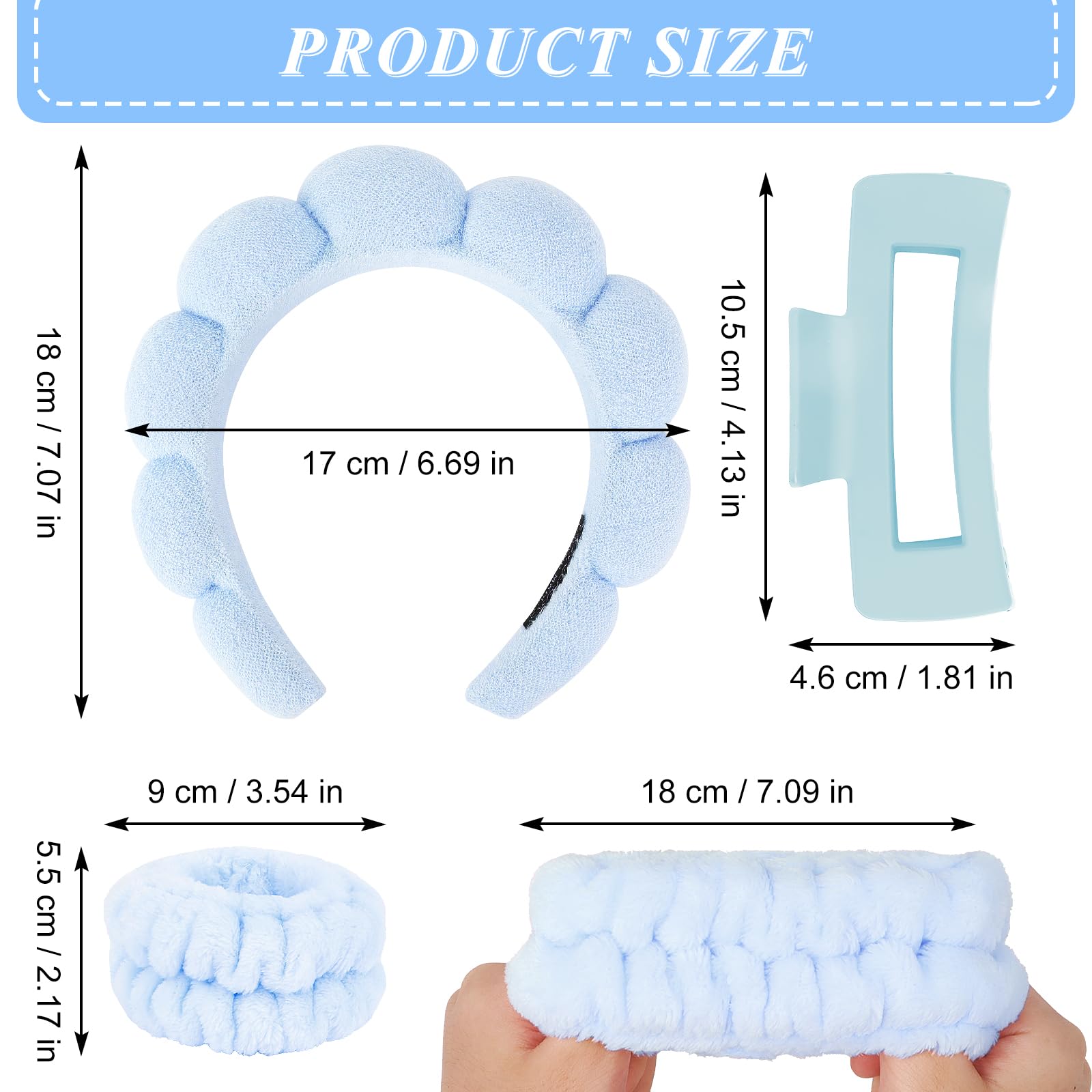Wecoe bubble headband blue detail with soft microfiber comfort.