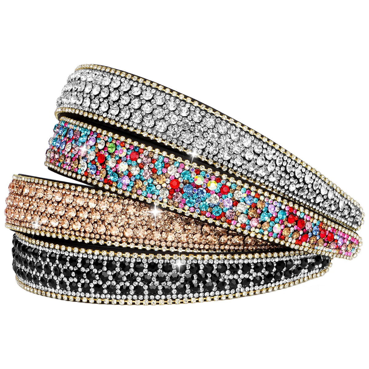 Wecoe rhinestone headband silver close-up sparkling crystals for elegant outfits