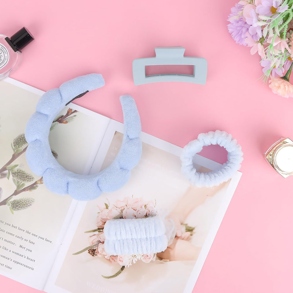 Wecoe spa set bundle view showing all pieces in blue theme.