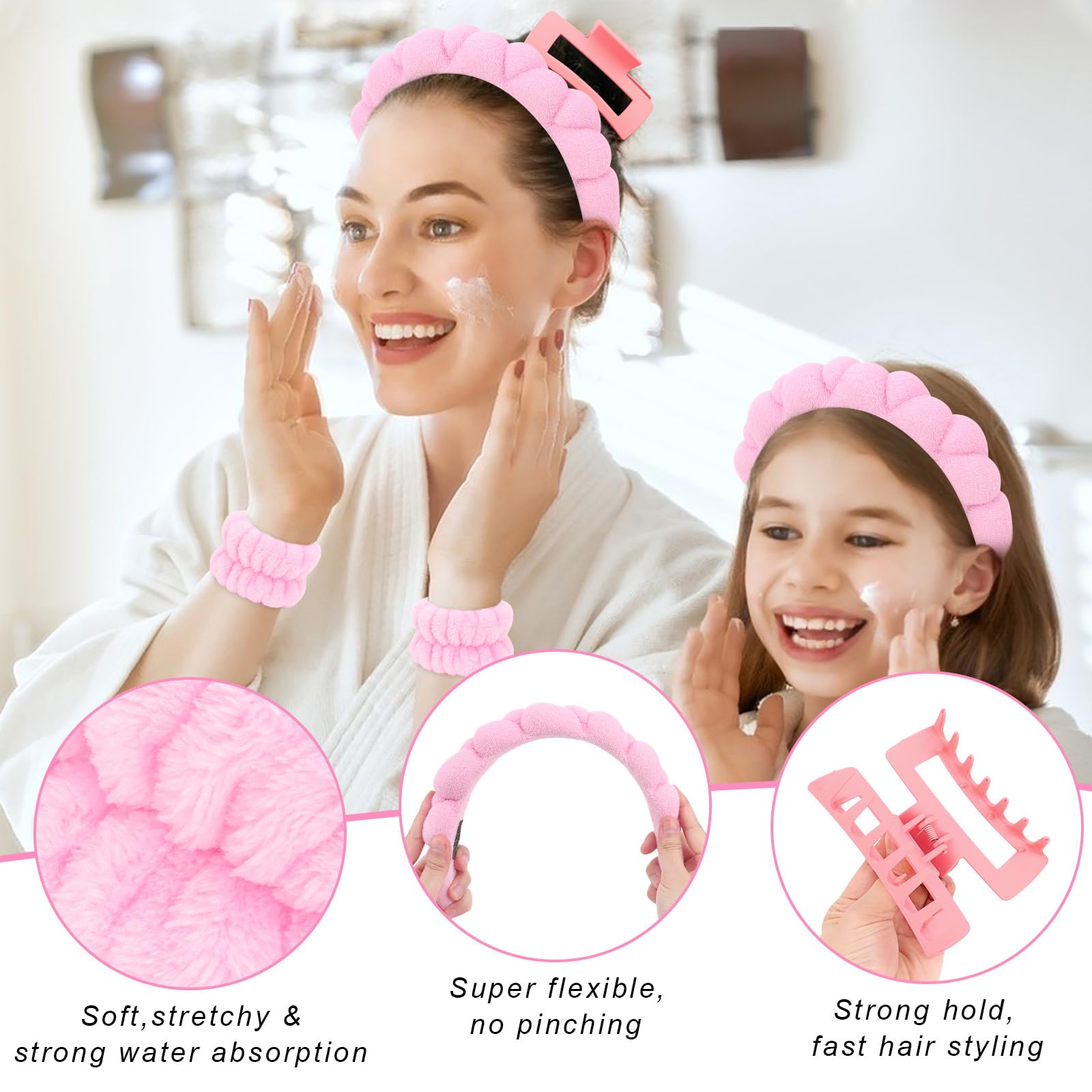 Wecoe spa set 4-inch hair claw clip securely holds hair during routine