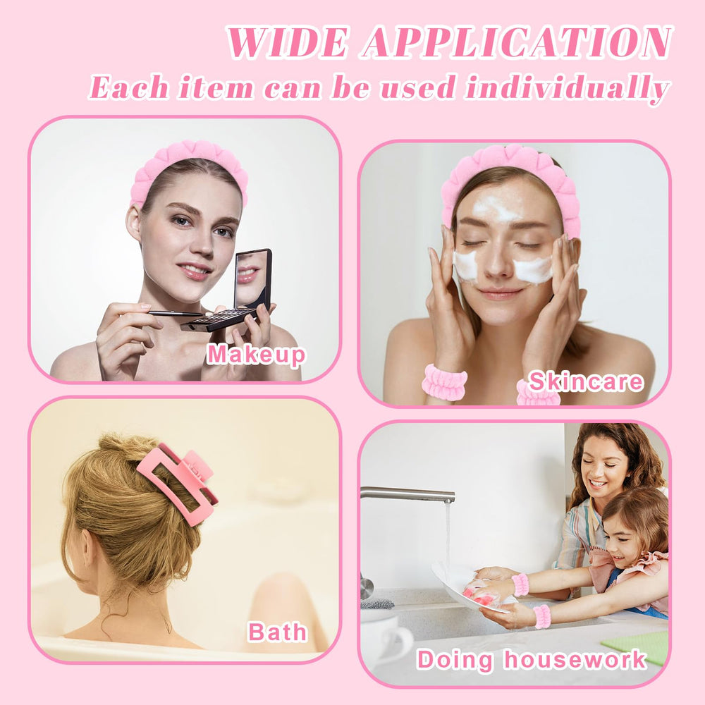 Wecoe spa set pink bubble headband adds cute style while pampering