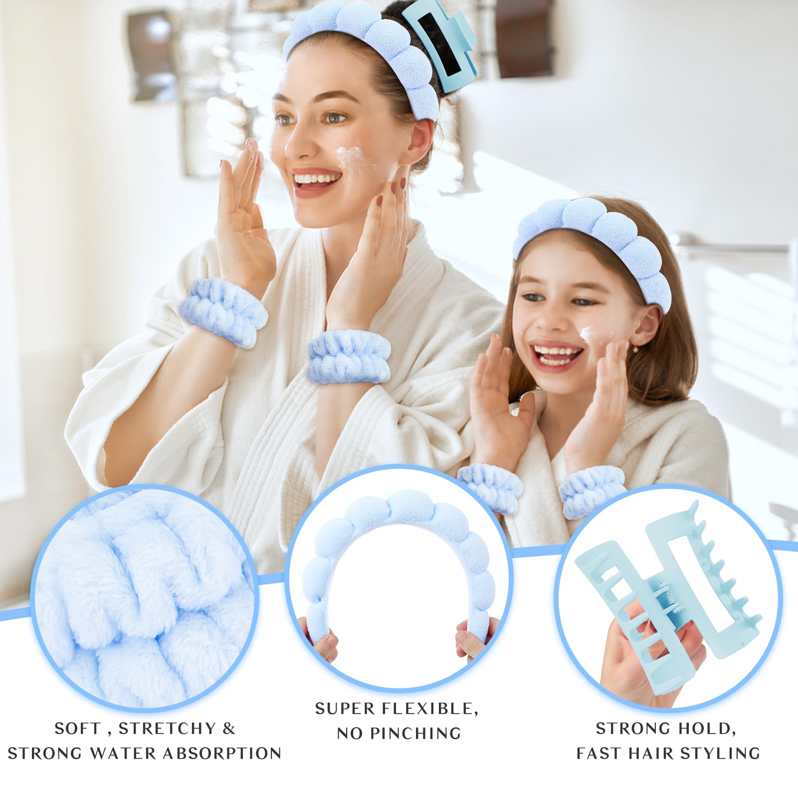 Wecoe blue wrist towel absorbs moisture to protect sleeves.