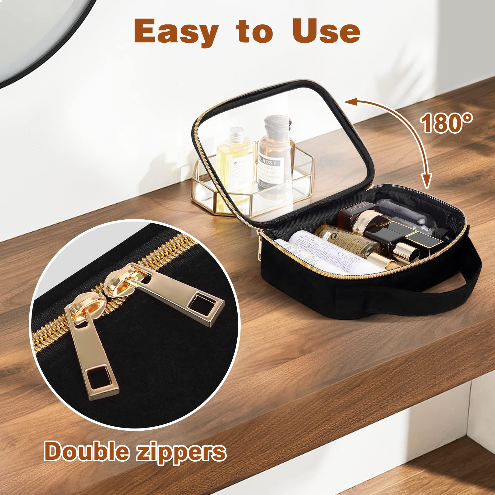 Wedama clear toiletry bag reinforced seams, durable travel organizer.
