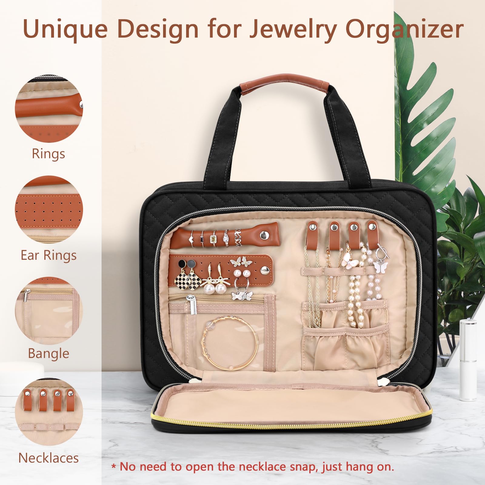 Wedama bag shows front jewelry compartment for organized accessories during trips