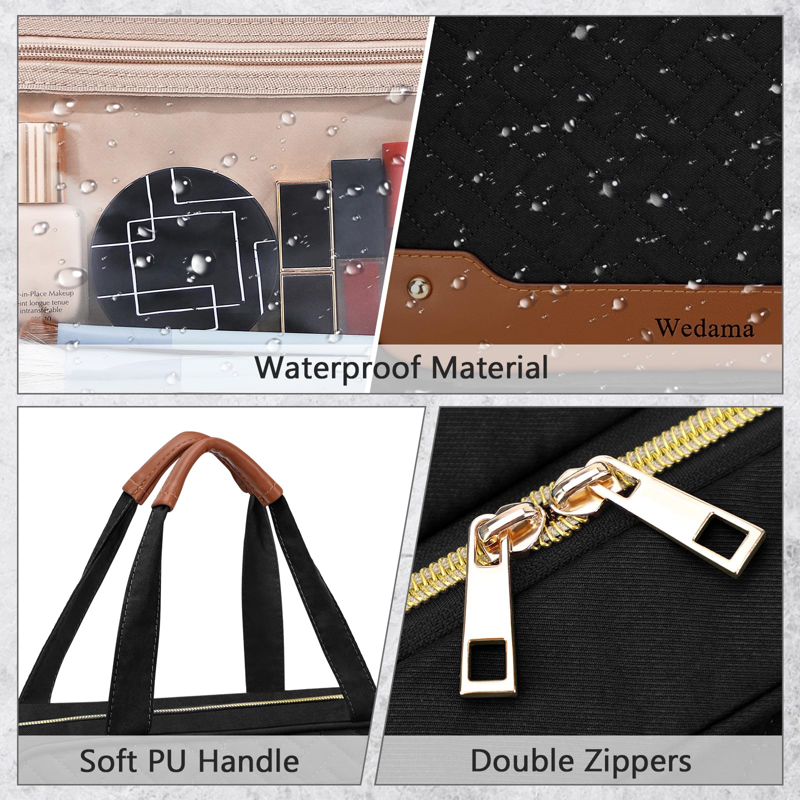 Wedama Toiletry Bag 360-degree hook enables hanging in bathrooms or closets