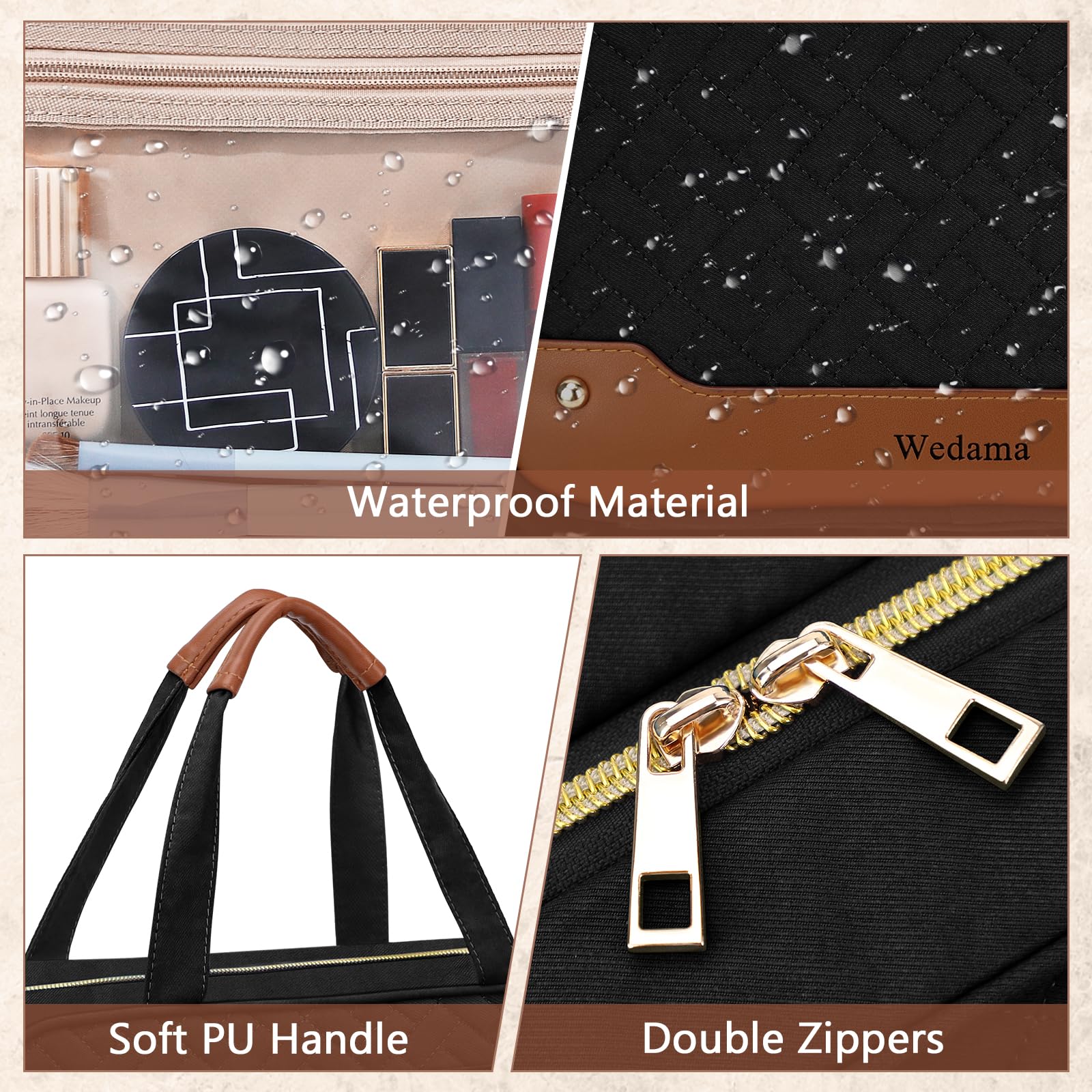 Wedama bag 360-degree hook enables hanging in bathrooms or closets
