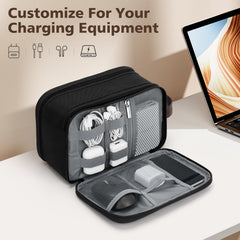 Wedama bag's electronic organizer compartment keeps cables tidy