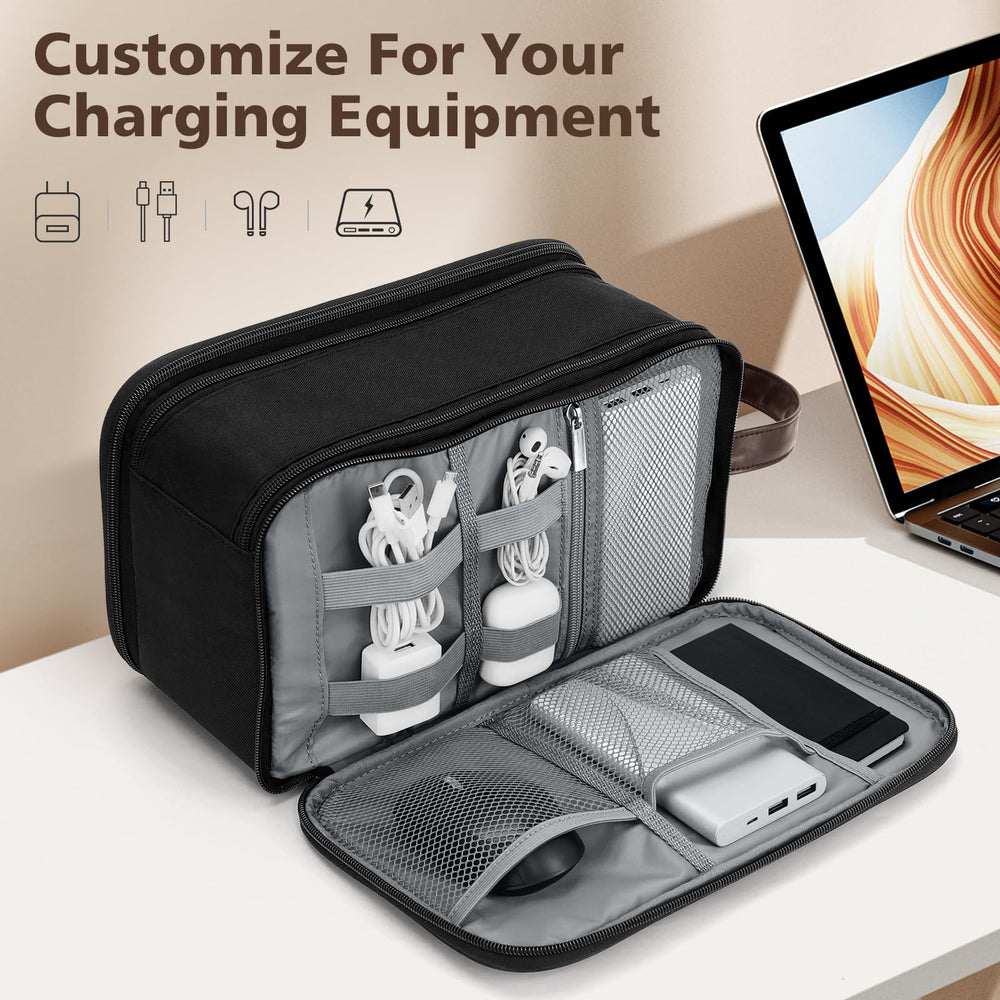 Wedama Toiletry Bag electronic-organizer-compartment neatly stores cords and chargers