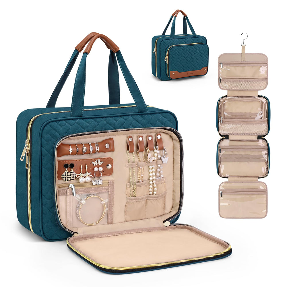 Wedama toiletry bag front view shows compact travel organization