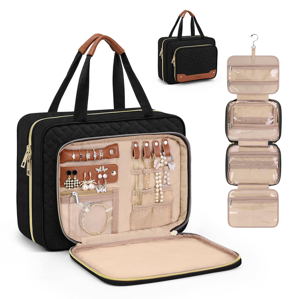 Wedama Toiletry Bag hanging back view for easy access on travels