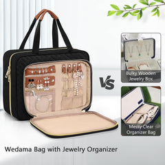 Wedama Toiletry Bag inside layout with four compartments for neat storage