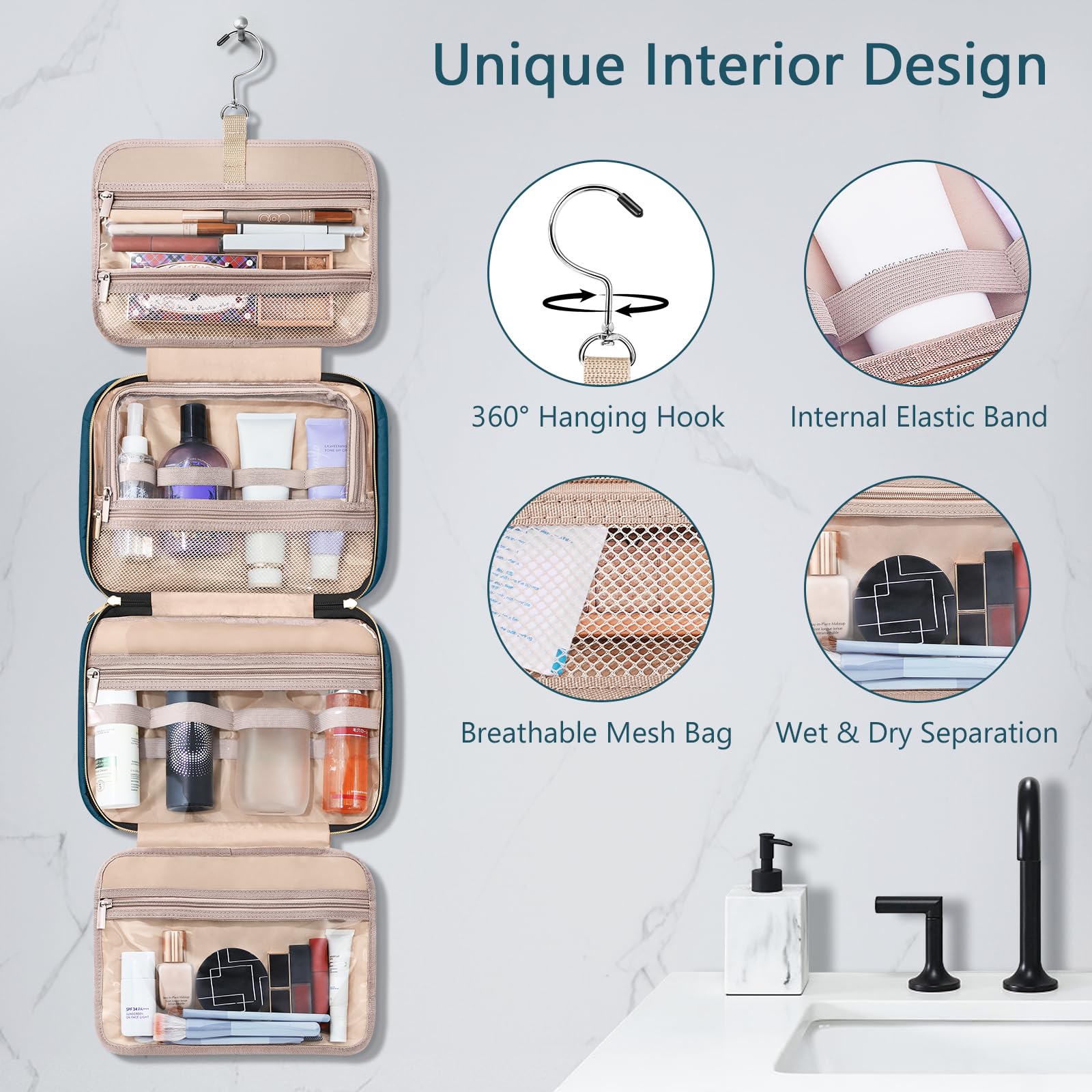Wedama toiletry bag large capacity fits cosmetics and skincare