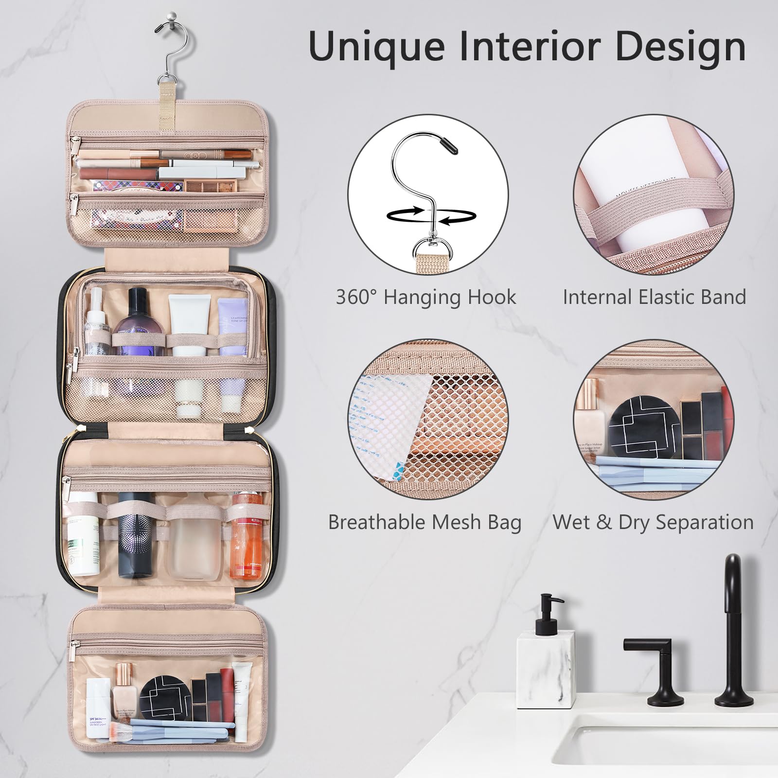 Wedama Toiletry Bag U-shaped opening for quick item retrieval during trips