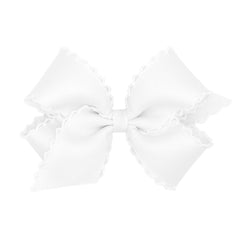 Wee Ones Moonstitch edge bow on WeeStay clip white, durable everyday wear.