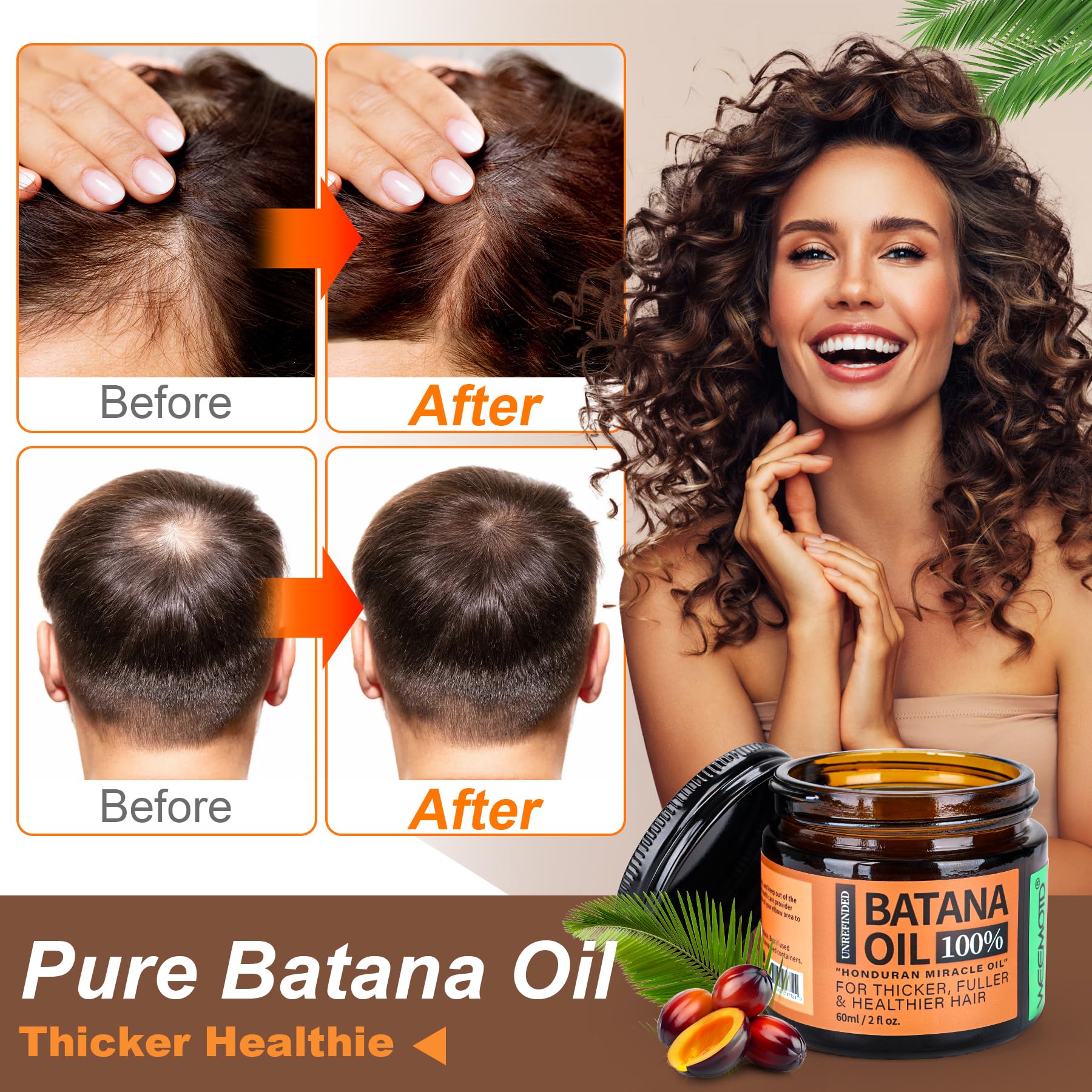 weemotd batana oil unscented application image emphasizes fragrance-free hair care