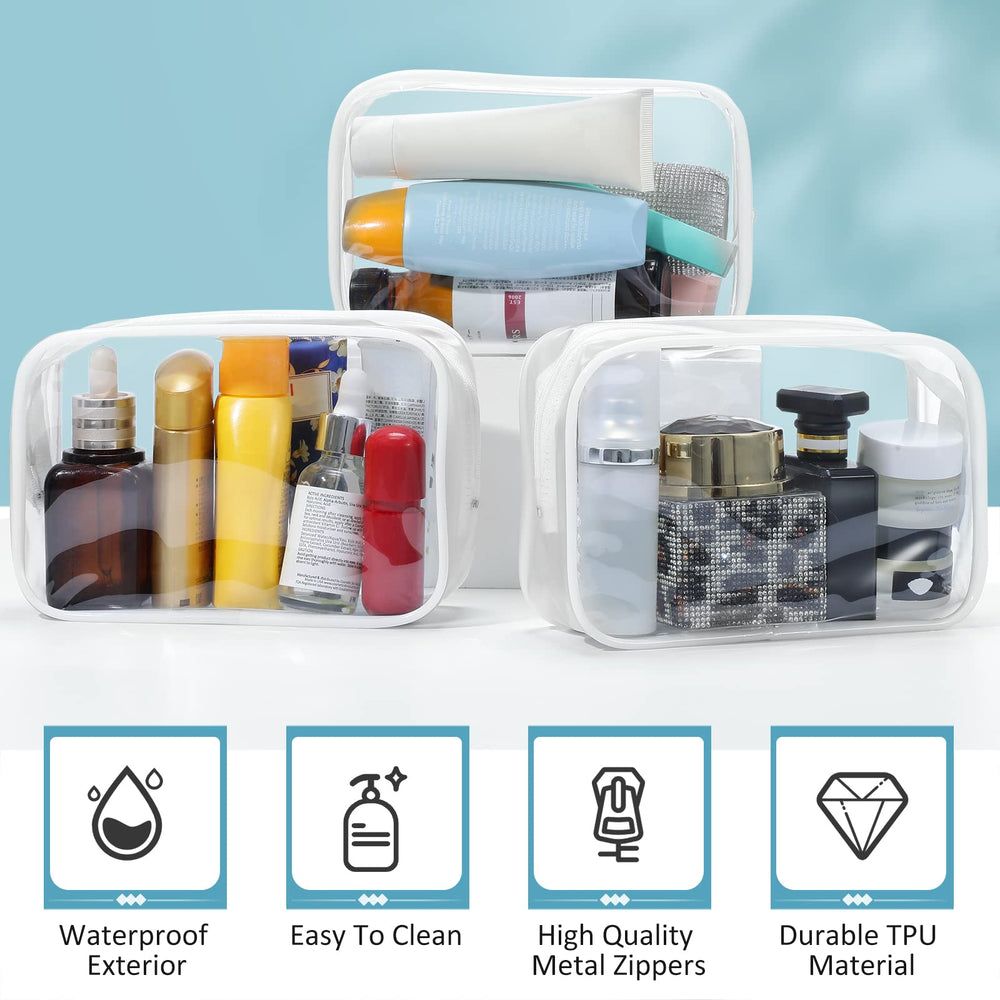 Weewooday clear makeup bag inside reveals organized cosmetics by category.