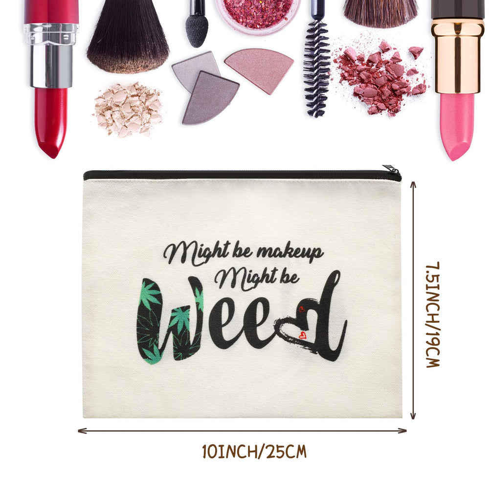 Weewooday leaf makeup bag style B close-up highlighting fresh pattern and durable fabric.