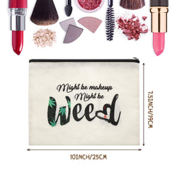 Weewooday leaf makeup bag style B close-up highlighting fresh pattern and durable fabric.