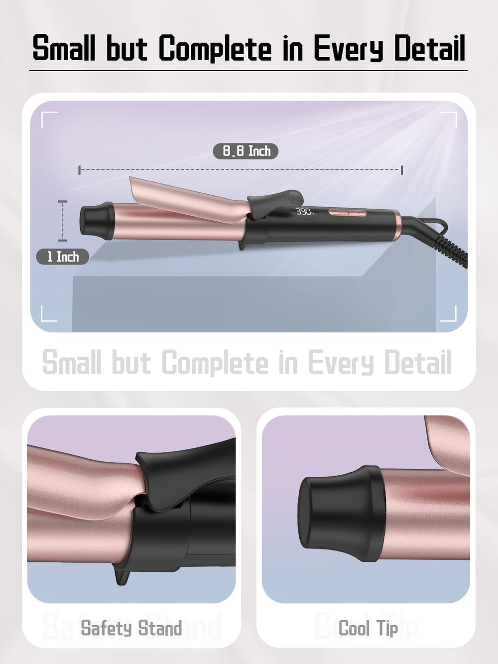 WEEYUM travel curling iron auto shut-off for safer travel.