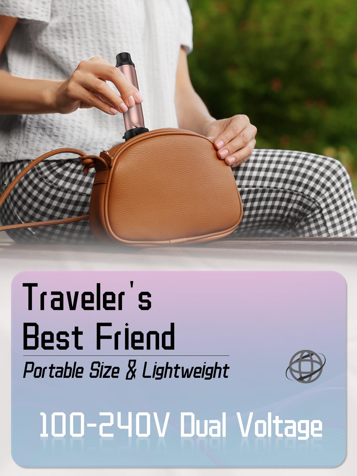 WEEYUM travel curling iron ceramic barrel reduces frizz and static.