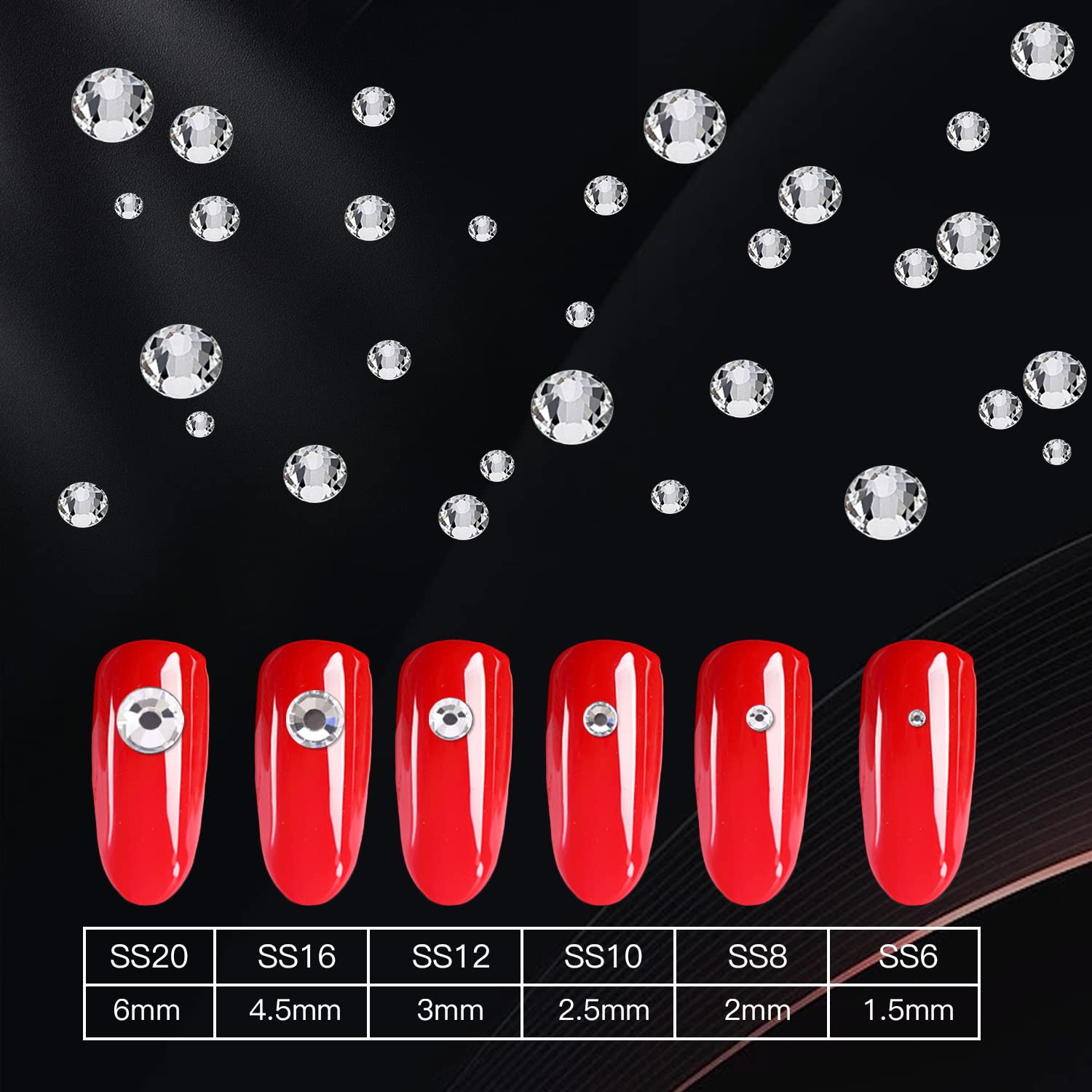 Weico clear rhinestones 2.5mm close-up emphasizing multi-facet sparkle for eye and nail accents