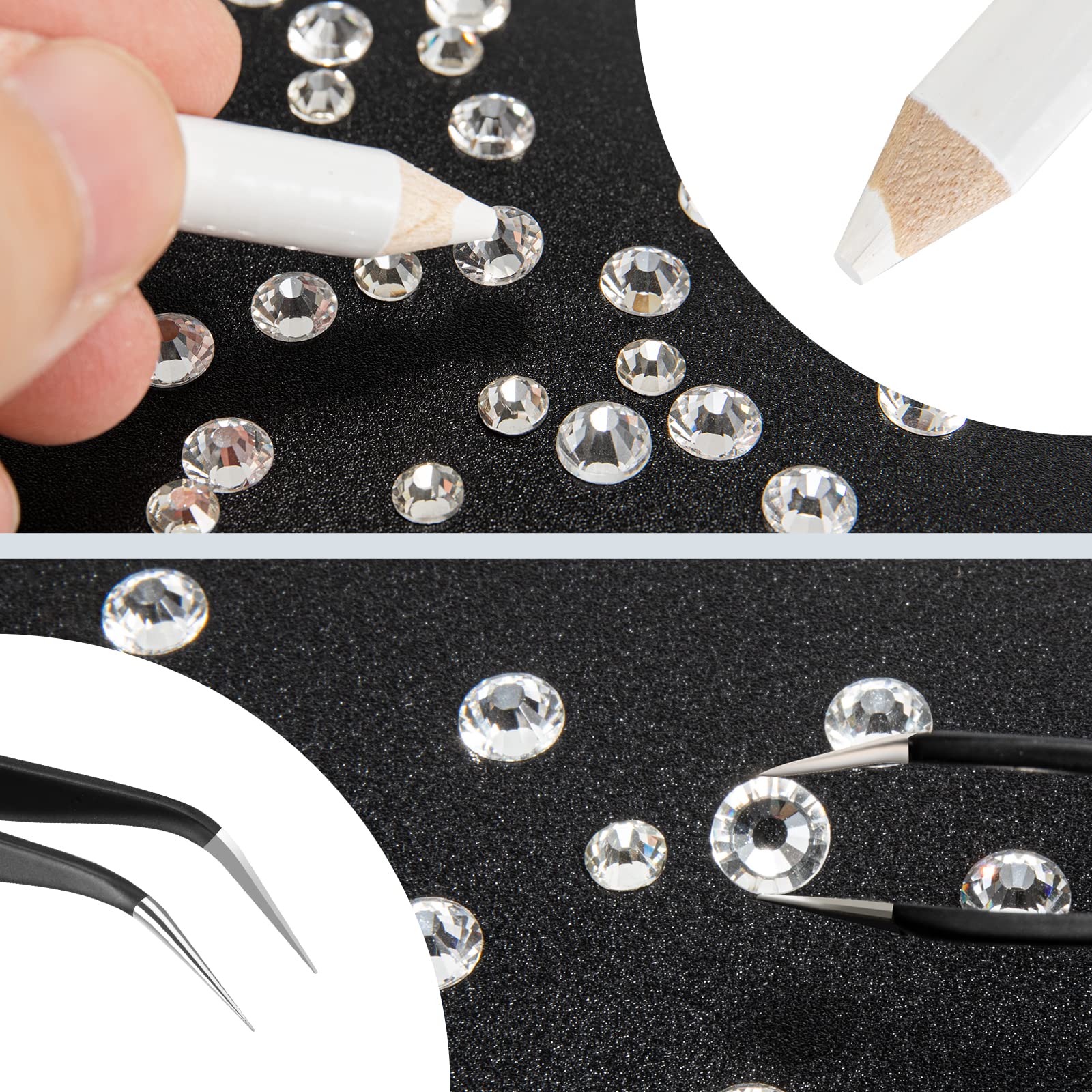 Weico clear rhinestones 2mm close-up highlighting clean glass shine for crafts and makeup