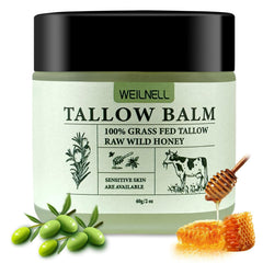 WEILNELL beef tallow honey balm jar closeup showing rich moisturizing texture